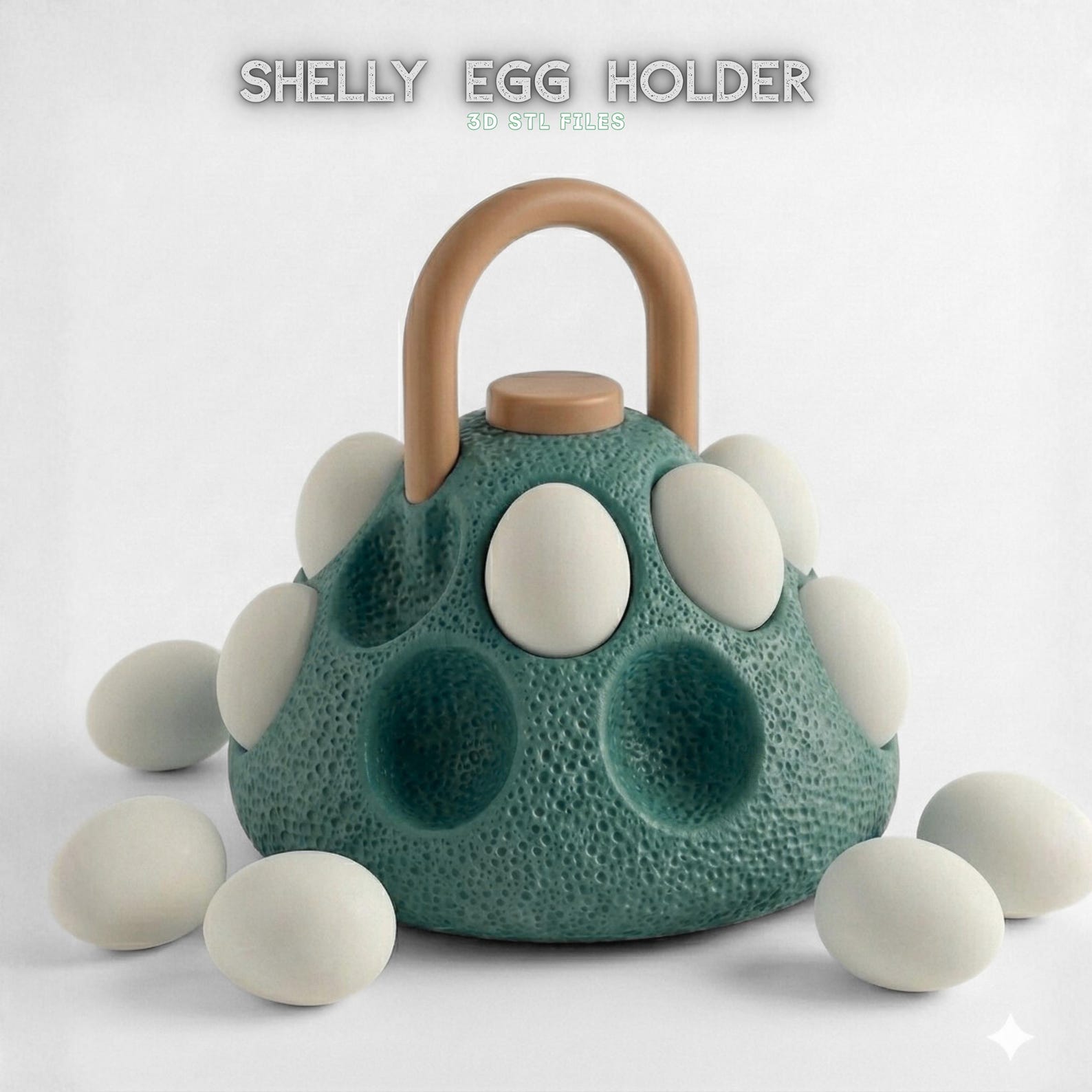 Shelly Egg Holder STL Files, Kitchen Countertop Storage, 3D Printable ...
