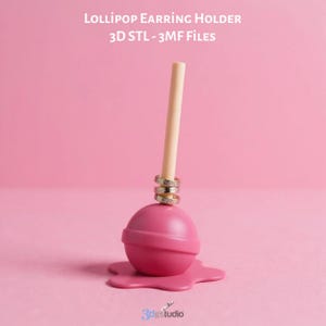 Lollipop Earring Holder 3D Print Stl File, Stl File 3d Printing, Jewelry Stand 3D Printable Model