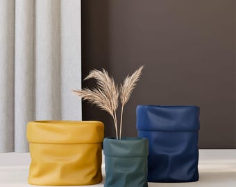 Sack Bag Vase 3D Print Stl Files, Vase 3D Print Files, Tote Bag 3D Printable Models