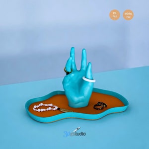 Jewellery Hand and Tray, Stl File 3d Printing, Jewelry Stand Stl Files