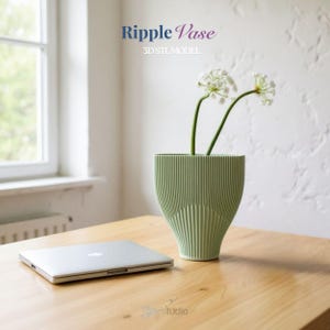 Ripple Vase, Stl File 3d Printing, Vase 3D Print Files image 2