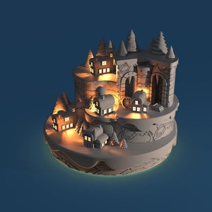 Christmas Snowy Mountain 3D Print Stl Files | 3D Snowy Mountain Model