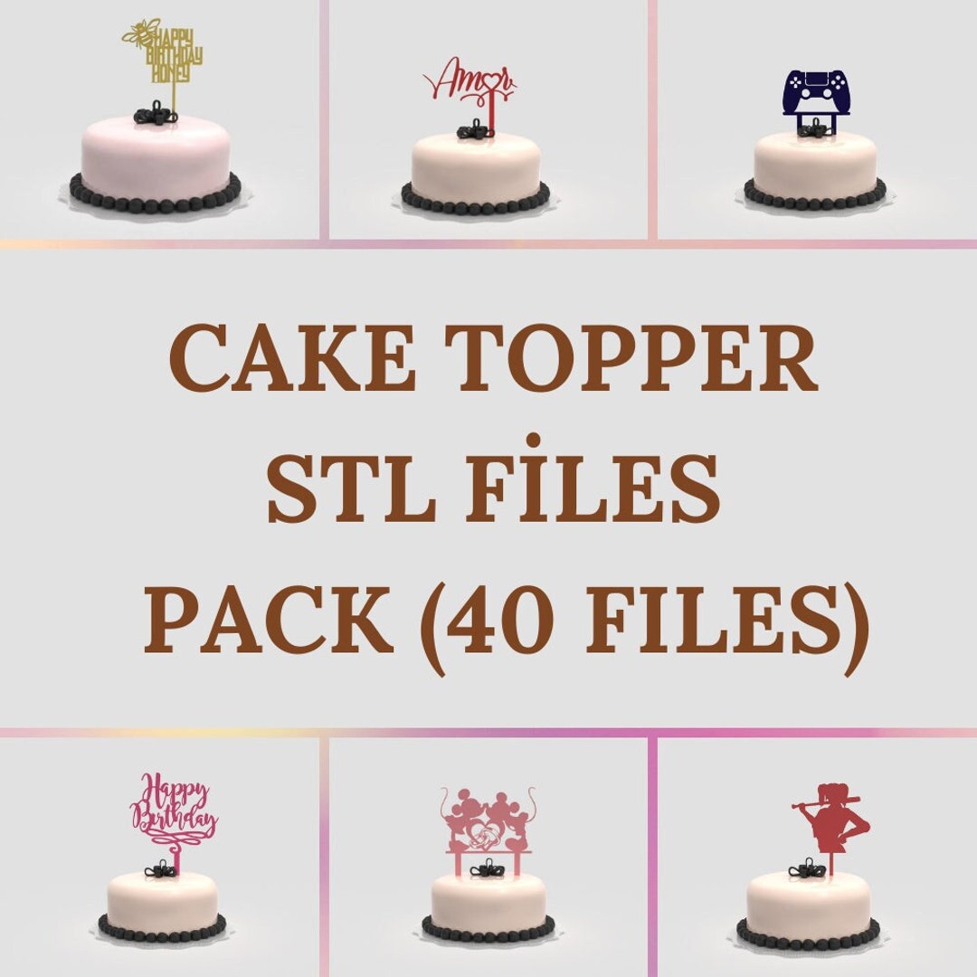 Cake Topper Pack 3D Print Stl File | 3D Cake Topper Bundle Cake Topper Pack 3D Print Stl File | 3D Cake Topper Bundle