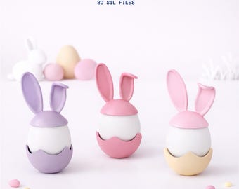 Easter Bunny Egg Holder Stl File, Cute Egg Cup with Bunny Ears, 3D Printable Easter Decoration