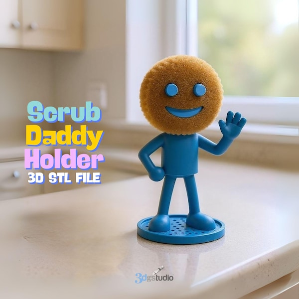 Scrub Daddy Holder 3D STL File: Kitchen Sink Caddy Printable Model