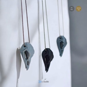 Skull Raven Pendant Stl File, Stl File 3d Printing, Necklace 3D Print Files