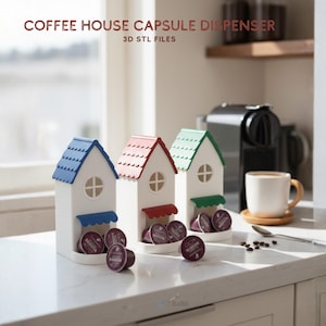 Coffee House Capsule Dispenser STL Files, K-Cup Holder Printable Models, Coffee Pod Organizer