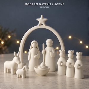 Modern Nativity Scene STL Files, Minimalist Christmas Figurines, Holy Family 3D Print