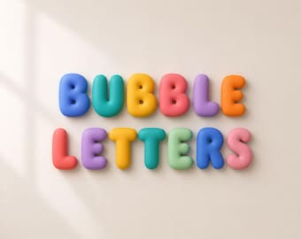 STL-bestanden voor bubbelletters, 3D-printbestanden van het alfabet (A-Z), naambordjesset voor kinderkamer