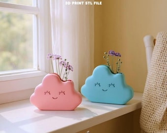 Happy Cloud Vase STL File, Stl File 3d Printing, Cute 3D Stl File, 3D Printer Items