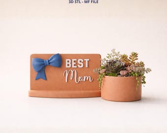 Best Mom Planter STL-3MF File, Mother’s Day Succulent Pot, 3D Printable Gift for Mom, Floral Desk Decor