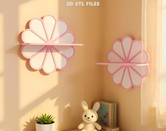 Flower Wall Shelf 3D Print Stl Files, 3D Print Wall Shelf, 3D Printable Model