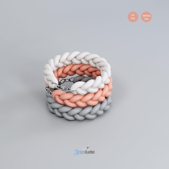 Knitted Bracelet 3D Print Stl Files, Bracelet 3D Print Files