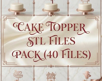 Cake Topper Pack 3D Print Stl File, 3D Cake Topper Bundle, 40 Cake Topper Model