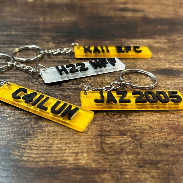 3D Printed Personalised Number Plate Style Keyring, Any Name. Gift 3D Printed Personalised Number Plate Style Keyring, Any Name. Gift