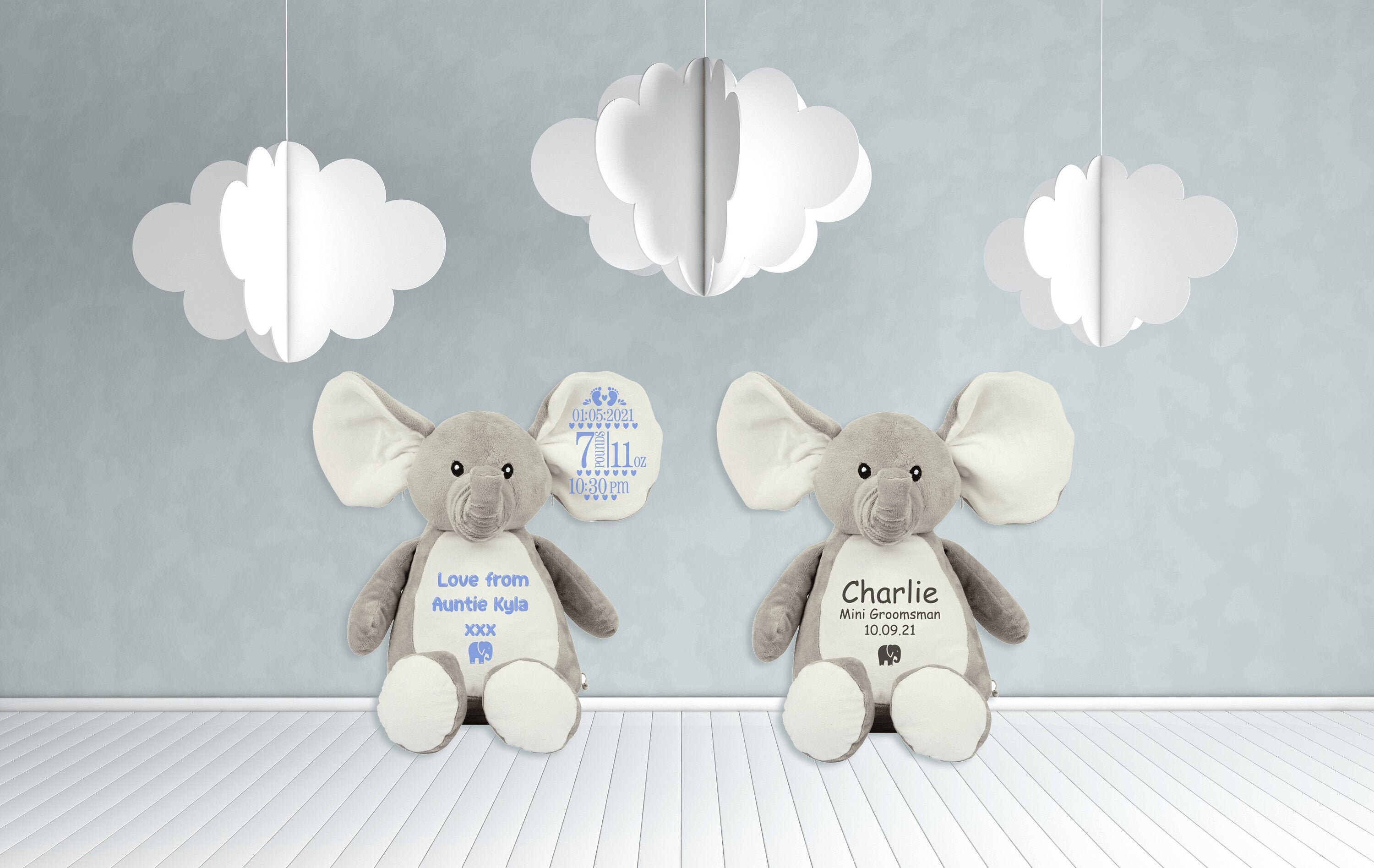 Personalised Elephant Teddy - Super soft plush - add your name or mes…