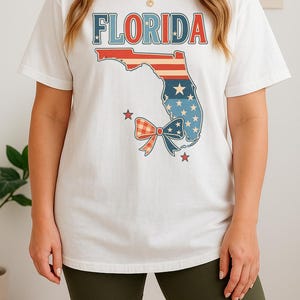 Florida 4th of Jul PNG, Retro USA Zustand Karte Bogen Sublimationsdesign, Amerikanische Flagge Clipart, Florida herausnehmbare digitale Datei Sofort-Download