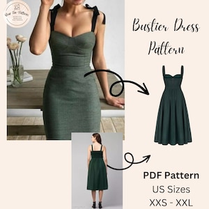 Patrón de vestido Bustier / Patrón de costura Bustier Patrón de corsé / Patrón de costura PDF / Carta de EE. UU. \ A4 \ A0 pdf patrón de costura / Vestido Bustier