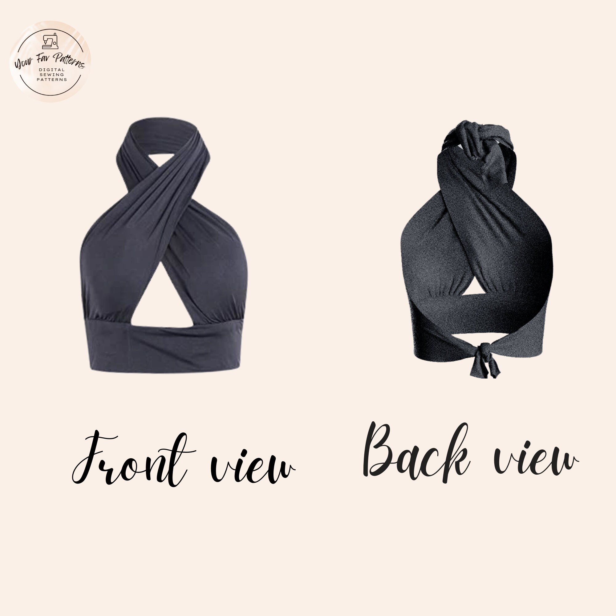 Criss Cross Halter Top PDF Pattern Halter Crop Top Sewing Pattern