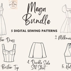 Sewing Patterns 5 Mega Bundle | Sewing Pattern For Women | Pdf Sewing Patterns | pdf pattern | Easy sewing pattern