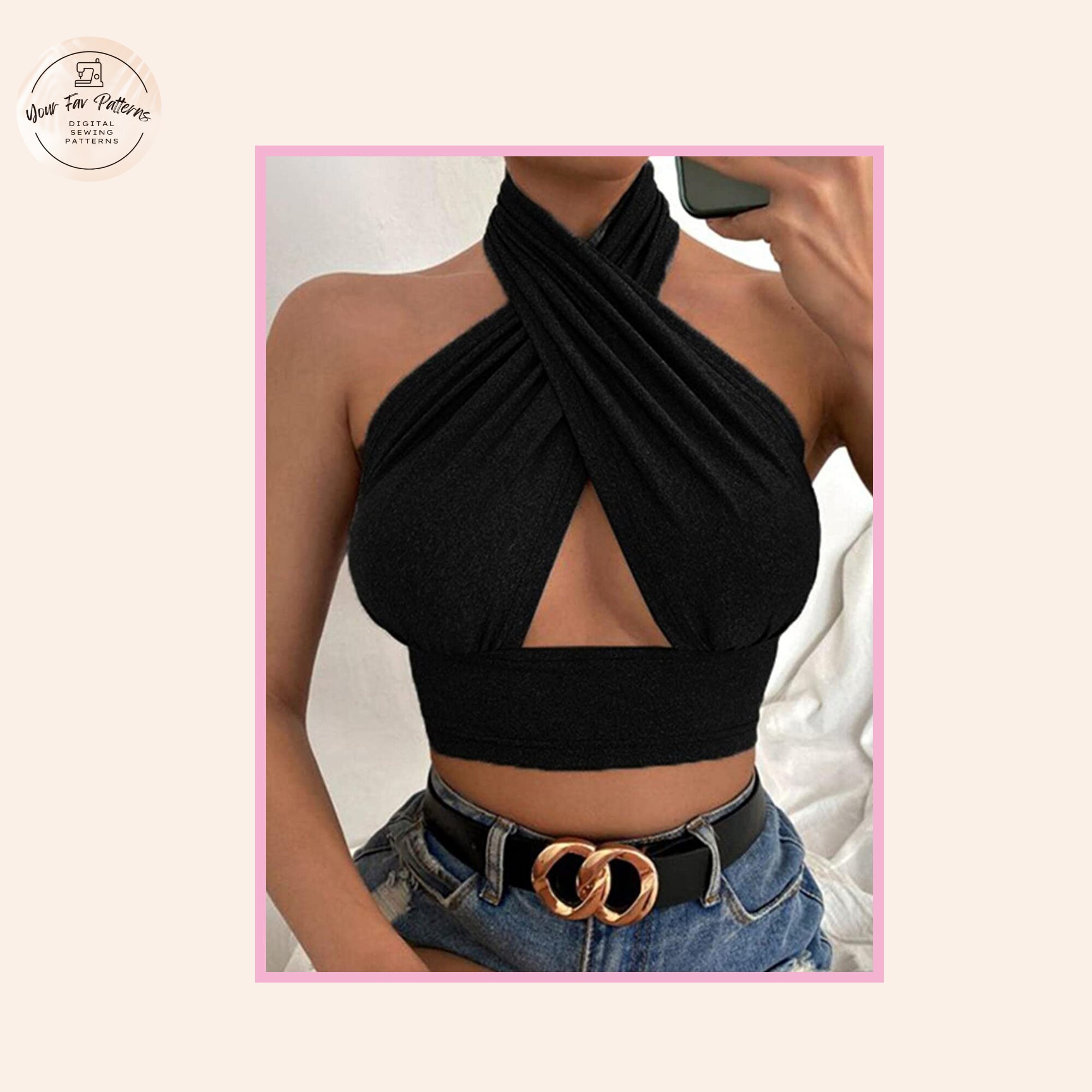 Criss Cross Halter Top PDF Pattern Halter Crop Top Sewing Pattern