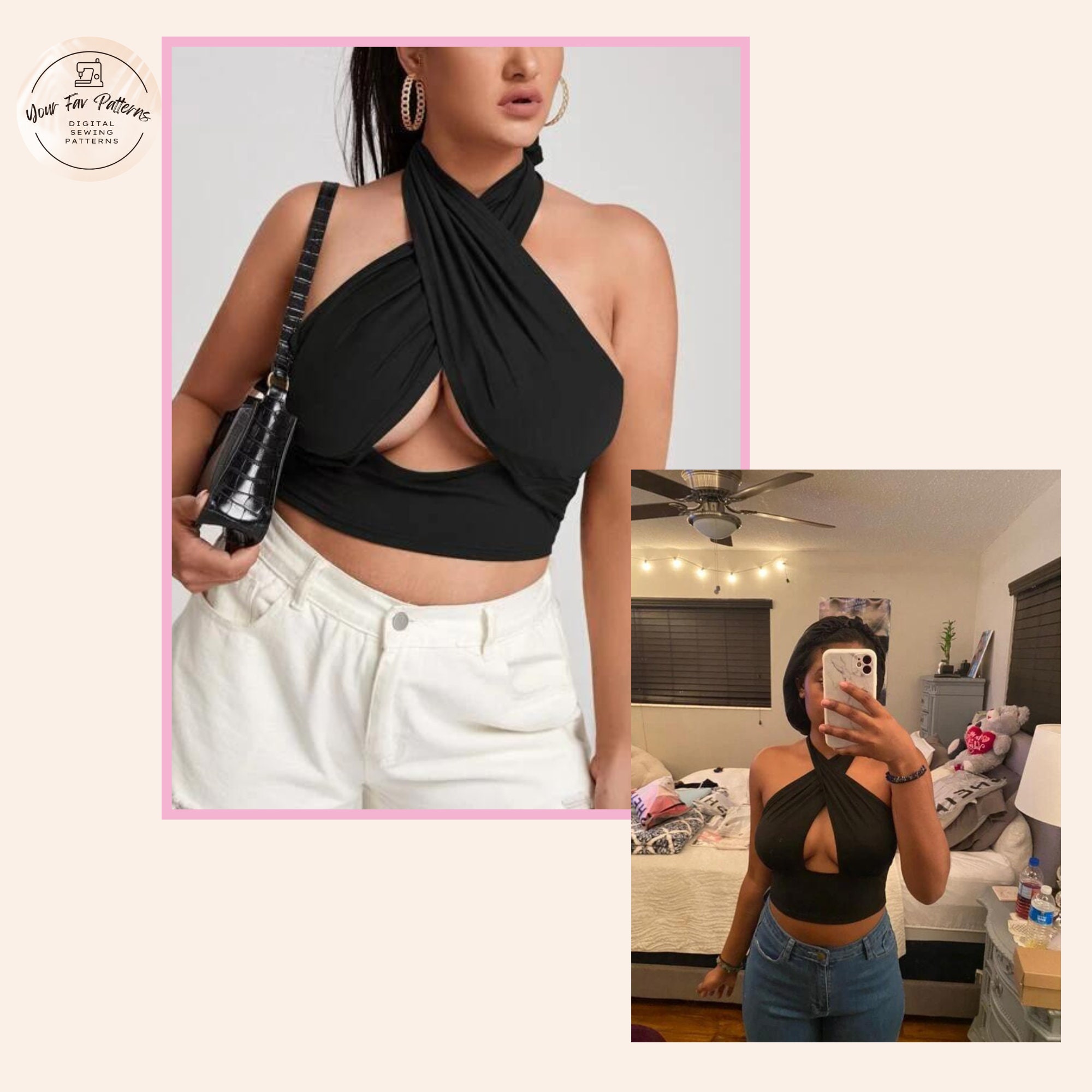 Criss Cross Halter Top PDF Pattern Halter Crop Top Sewing Pattern
