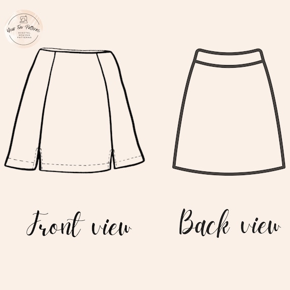 WOMEN SP INCISION SKIRT 完売品　新品タグ付き Double Slit Skirt Digital PDF Sewing Pattern // US Size 00