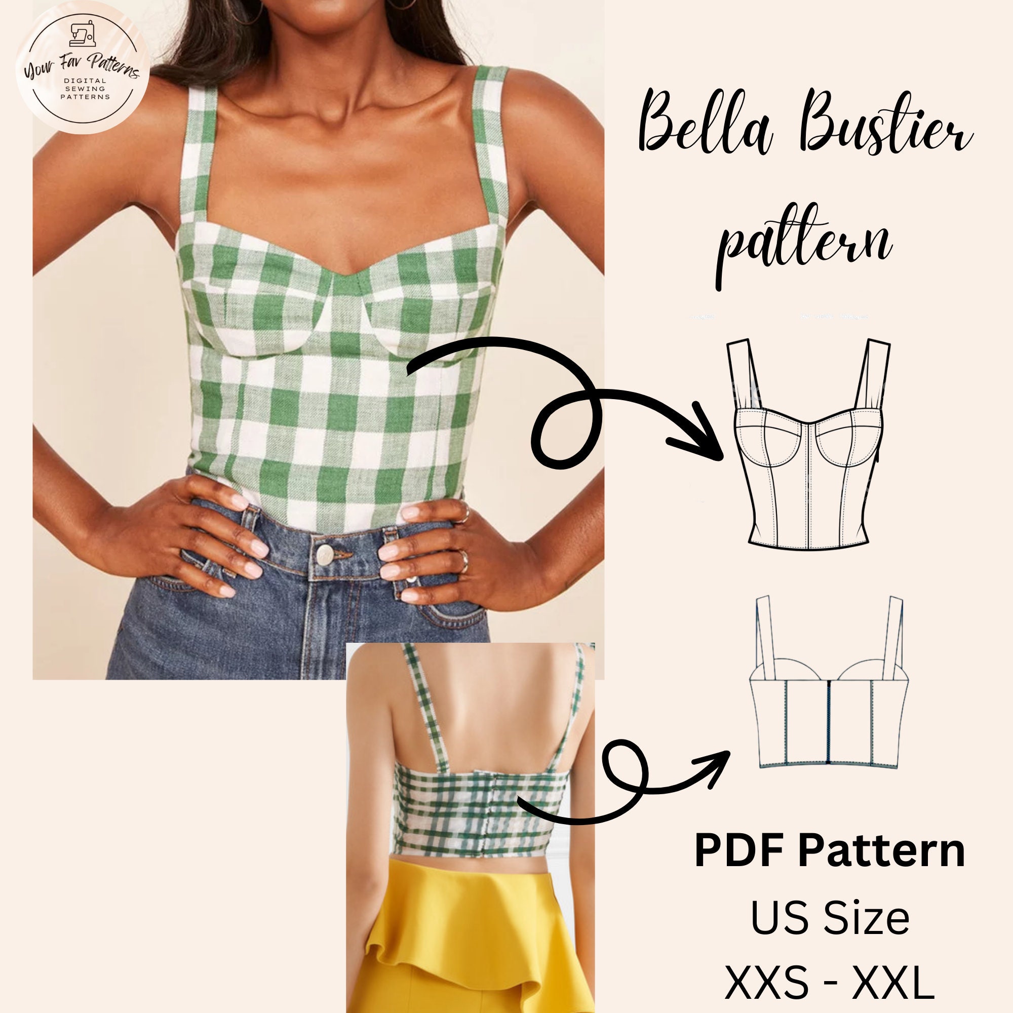 Bustier Pattern With Cups EU 34-44 / US 2-12 Update PDF Bustier Top Sewing  Pattern Corset Pattern Bodice Pattern Download Printable A4 