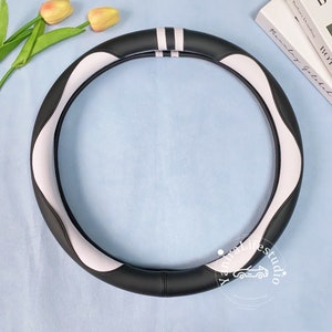 Multiple Colors Leather Steering Wheel Cover,Custom Text Four Seasons Universal Wheel Cover,15 IN Anti Slip Comfort Steering Wheel Protector