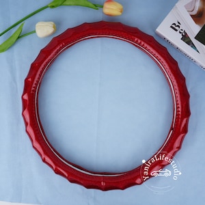 Bright Red Glitter Leather Steer Wheel Cover,Retro Red Steer Wheel Cover,Custom Text Steer Wheel Covers,Bling Steering Wheel Cover For Women