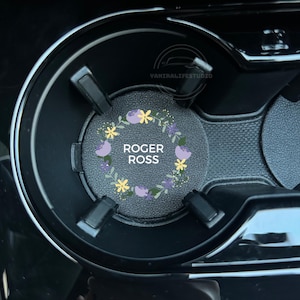 Custom Logo Car Coaster, Set of 2 Car Coaster, Car Cup Holder Coasters, Coaster for Couple, Women Car Accessories, Gift for Car Lovers