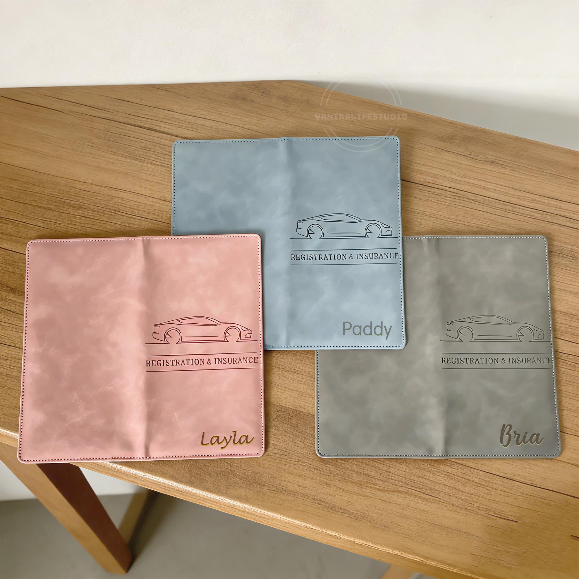 Personalized Insurance Card Holder, Leather Car Registration, Glovebox ...