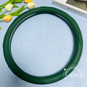 Elegant Dark Green Steering Wheel Cover Pictures