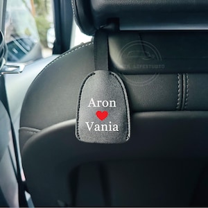 Custom Text Car Seat Hook, Car Hook for Bag, Purse Hook for Car Headrest, Car Interior Decoration, Car Accessories, Couple Gift