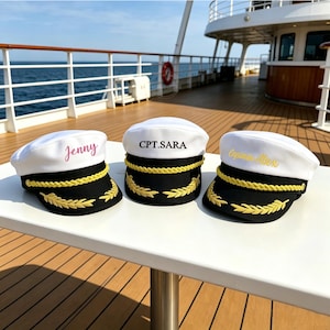 Personalisierte Kapitänsmütze, verstellbare Yachtmütze, Kopfbedeckung für Bootfahren, personalisierte Kapitänsmütze, Unisex Sailor Kopfbedeckung, Marine Style Cap
