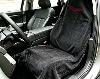 Toalla para asiento de coche con monograma, protector de asiento de coche, ideal para la playa, para el uso diario en el coche, excelente accesorio para el gimnasio, funda portátil para asiento de coche.