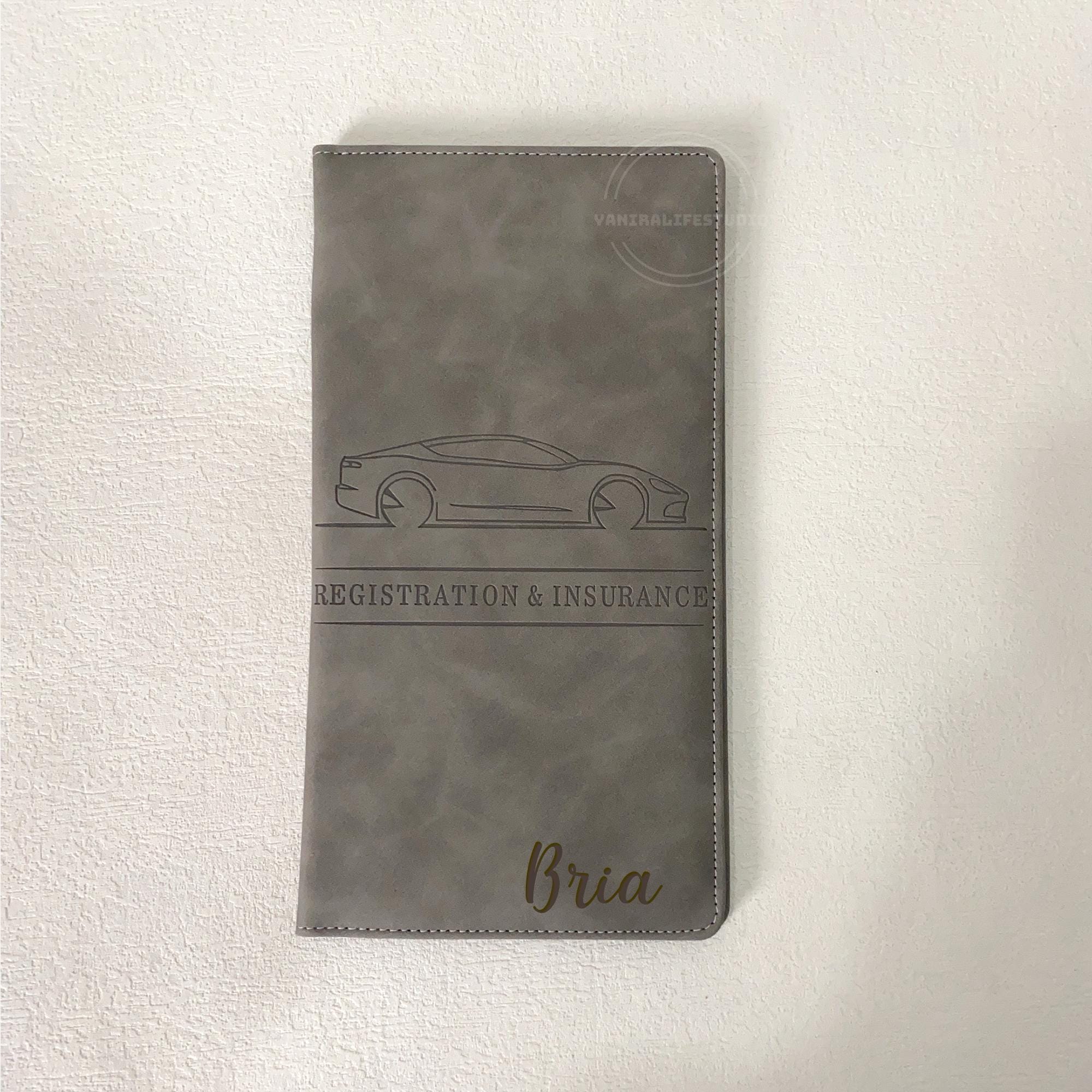 Personalized Insurance Card Holder, Leather Car Registration, Glovebox ...