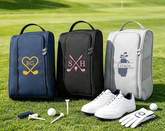 Sports Shoe Bag with Name, Golf Footwear Storage Tote, Shoe Carry Case, Pouch for Golfer, Golf Training Shoes Bag, Practical Golfer Gift