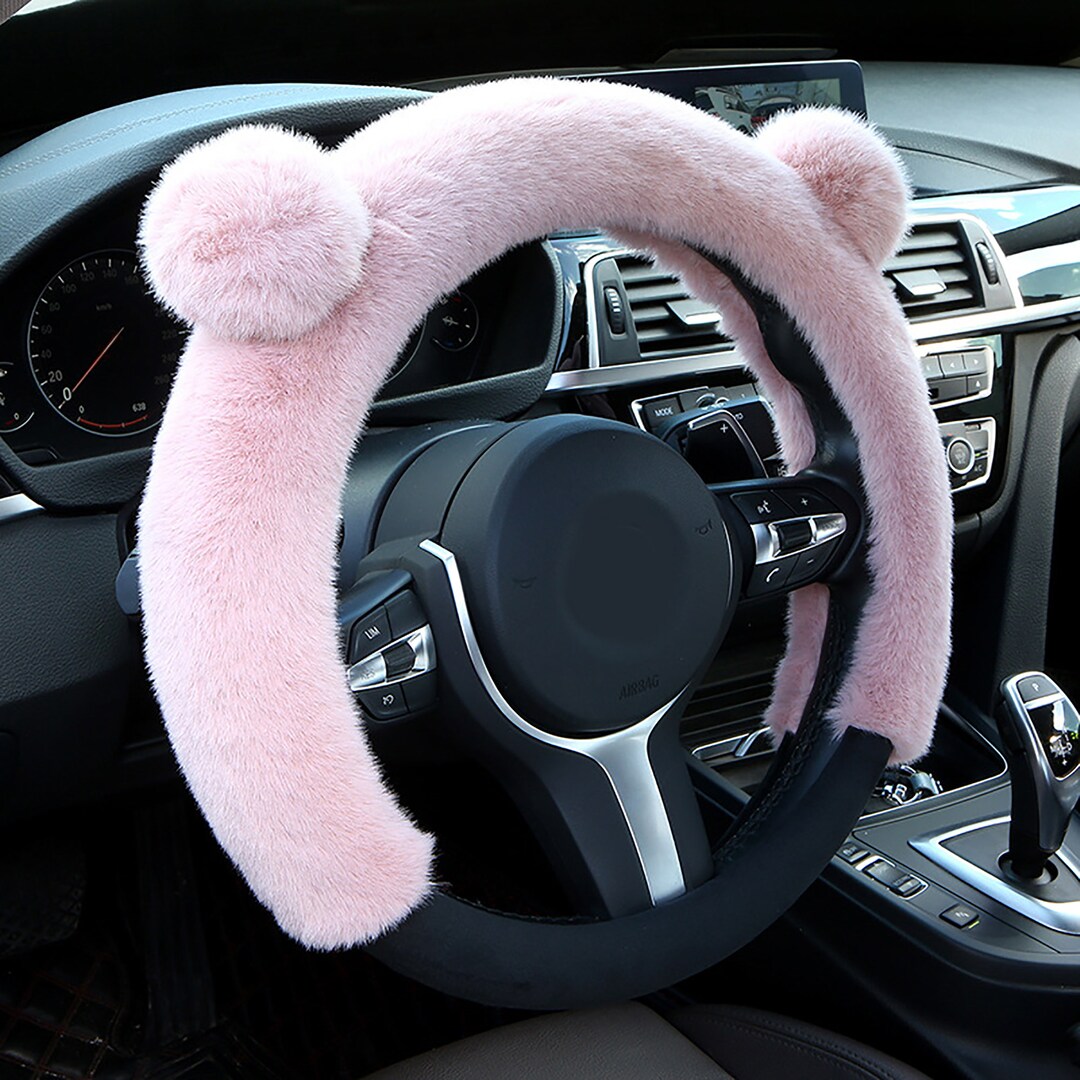 Winter Soft Plush Car Steering Wheel Cover Universal, Cozy Warm Fluffy Steering Wheel Cover, Lovely Car Interior for Women, Auto Accessory