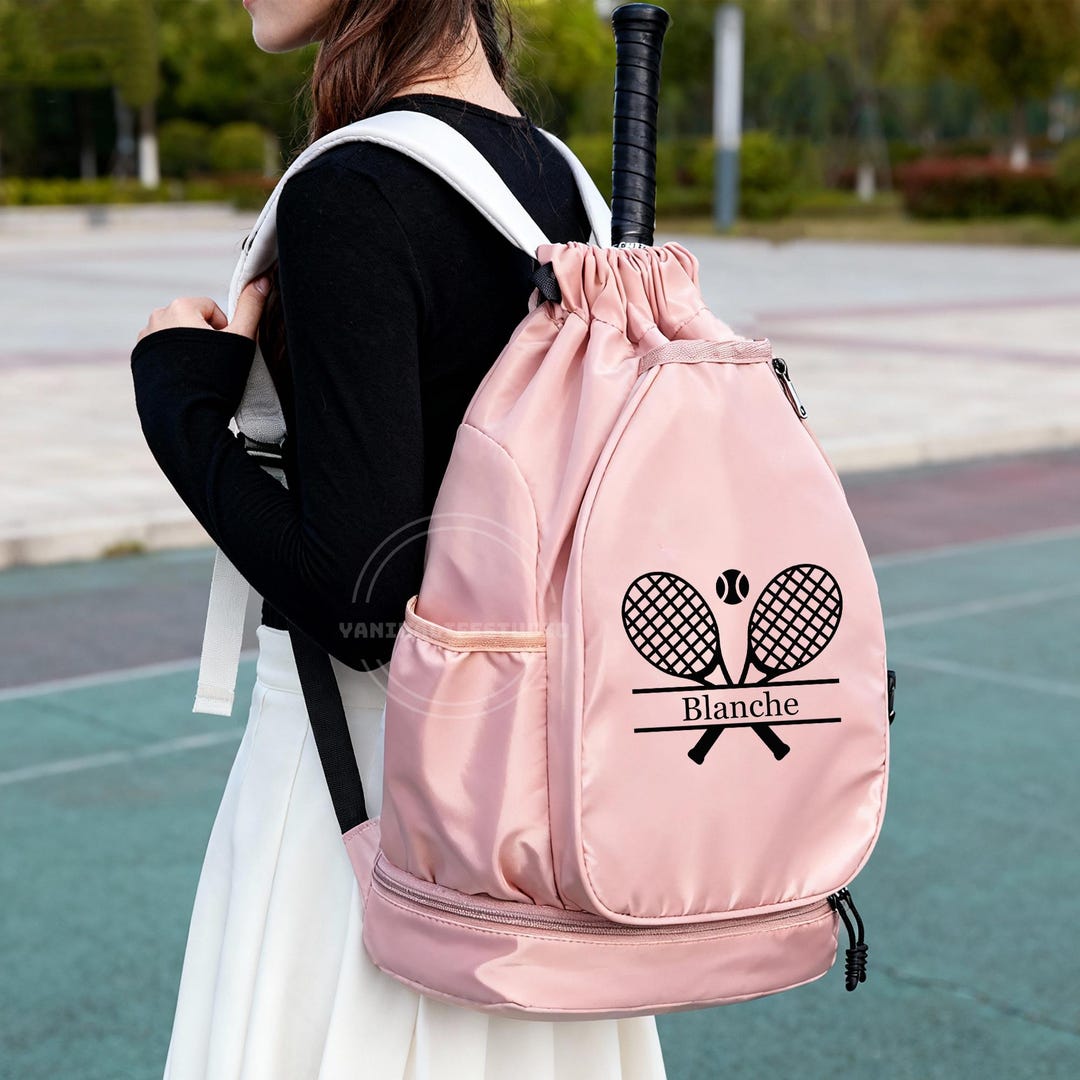 Compact Tennis Racket Backpack Monogramed Sports Racket Tote, Water-resistant Tennis Bag, Tennis ...