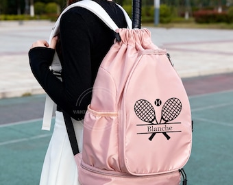 Bolsa para raquetas deportivas con monograma, bolsa de tenis impermeable, mochila para tenis, mochila escolar para niños, bolsa estética con cremallera