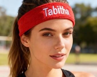 Personalized Sports Sweatband, Thick Terry Athletic Headbands, Gymnastics Headbands, Outdoor Accessories, Yoga Headband, Team Gift