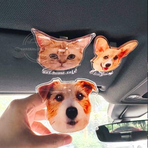 カスタム犬用車用クリップ、ペットの写真メモリアルバイザークリップ、安全運転パパ、車用バイザークリップ、車用ペットの写真、犬の思い出のギフト