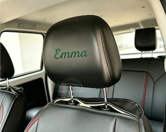 Personalized Car Headrest Cover, Embroidered Monogram Headrest Protector, Leather Car Decor, Car Interior Accessory, Gift for New Car