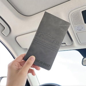 Custom Car Info Holder, Insurance Card Holder, Leather for Car Registration, Document Organizer, Car Paperwork Vehicle Document Wallet