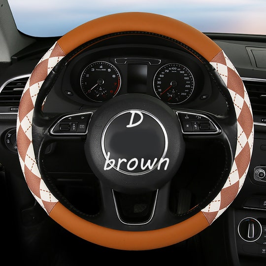 Disover Fashion Candy Color Diamond Check Steering Wheel Cover