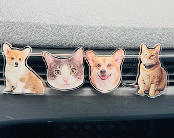 Custom Pet Portraits Car Vent Clip, Dog Face Car Accessories, Pet Photo Car Ornament, Dog Charm for Car, Acrylic Photo Clip, Birthday Gift
