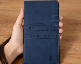 Portafoglio in pelle per libretto di circolazione, documenti auto, organizer per vano portaoggetti, porta tessera assicurativa, accessori per auto, targhetta AI, regalo fatto a mano