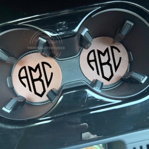 Custom Car Coasters, Monogram Car Cup Holder Coasters, Car Accessories, Car Decor, Coaster Set for Car, Car Drink Coaster, New Car Gift