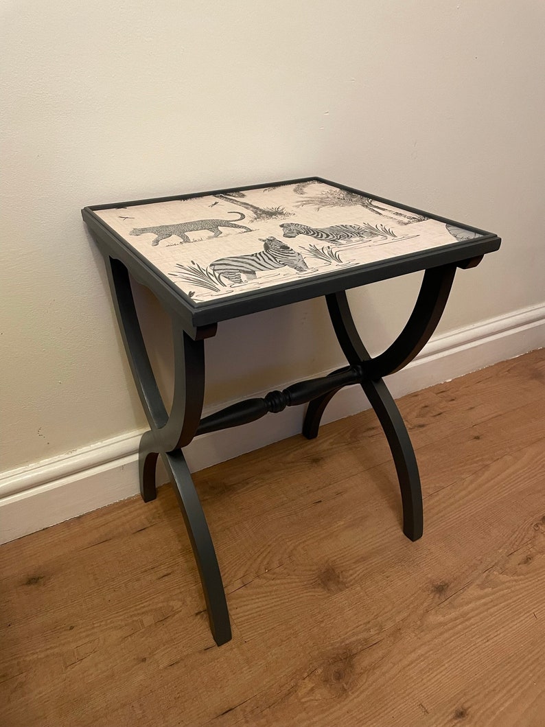 Elegant Charcoal Decoupage Safari Animal Coffee Table Coffee Table